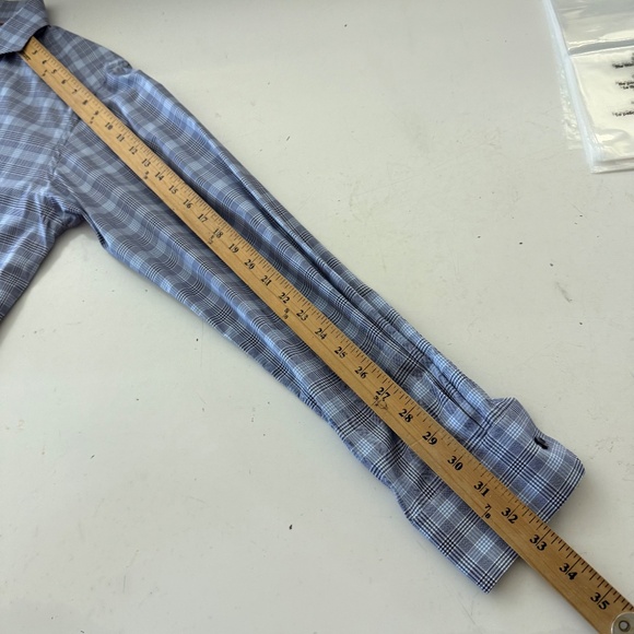 ETON Slim Fit Light Blue Micro Glen Check Button Up Dress Shirt Mens 15.5 / 39 - Picture 6 of 7